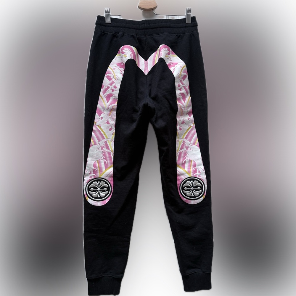 EVISU Black Daicock Joggers in new condition